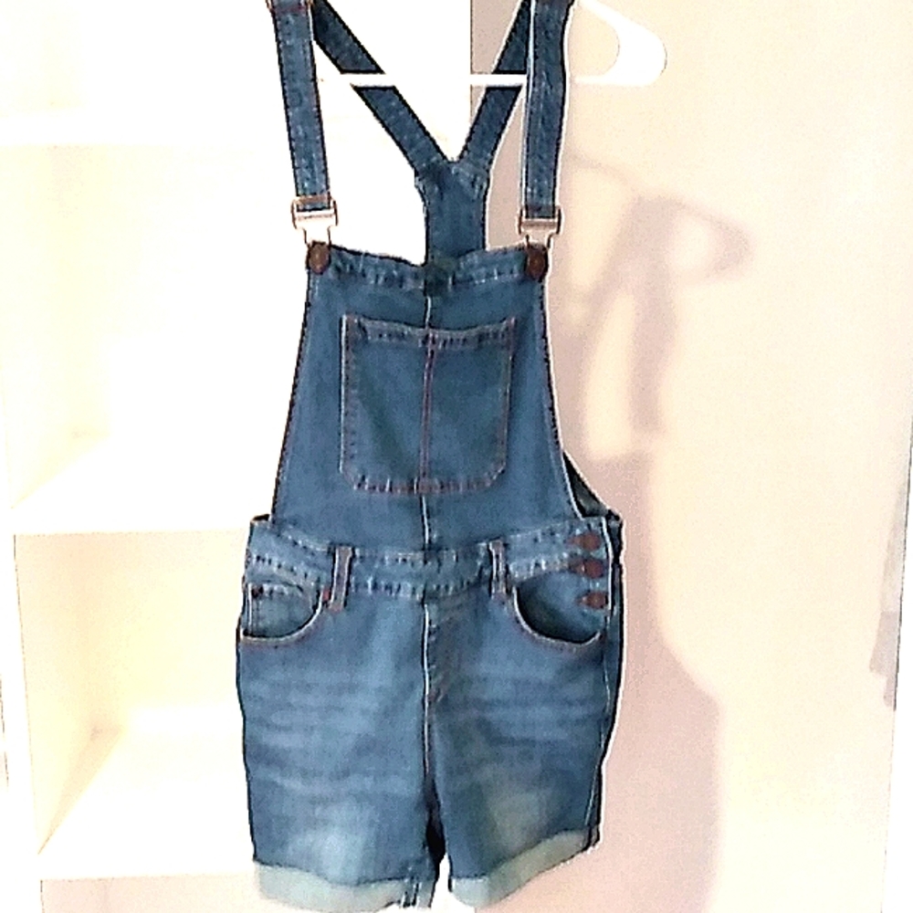 blue denim overall shorts, EnJean, XS,